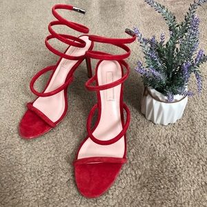 Avec Les Filles Joia Suede Ankle Wrap Heel Sandals